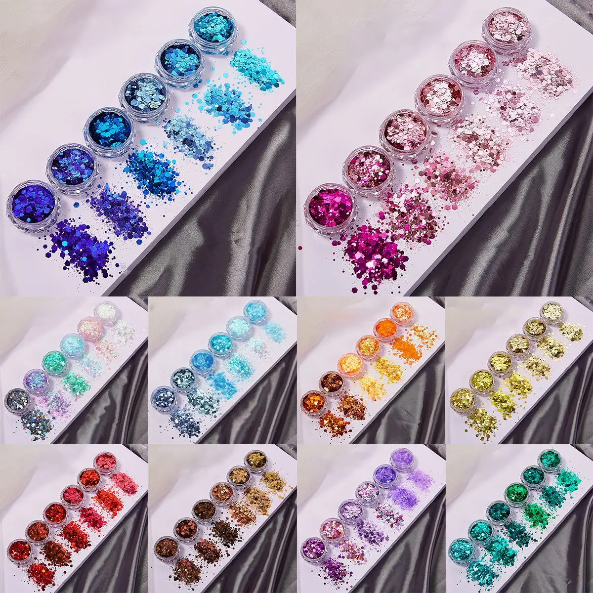 Resin Glitter Pack - ผงกลิตเตอร์เรซิ่น 6 สี/ชุด สำหรับเติมเรซิ่นอีพ็อกซี่ รูปทรงหกเหลี่ยม สำหรับงาน