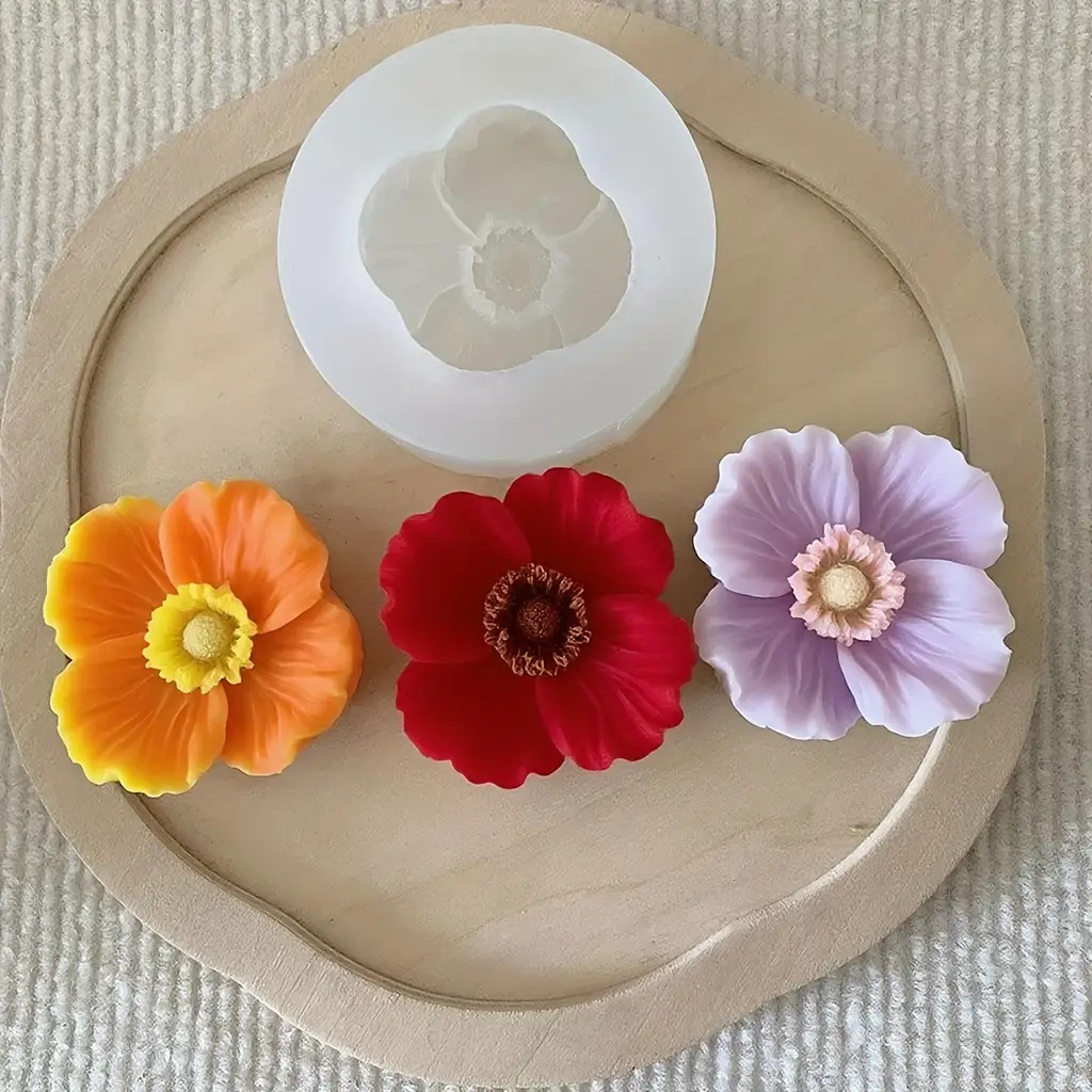 Resin Craft Ideas - แม่พิมพ์เทียนซิลิโคนรูปดอกไม้ สามารถใช้ทำสบู่ ดินเหนียว งานฝีมือเรซิ่น ของตกแต่งบ้าน และของขวัญวันหยุดต่างๆ