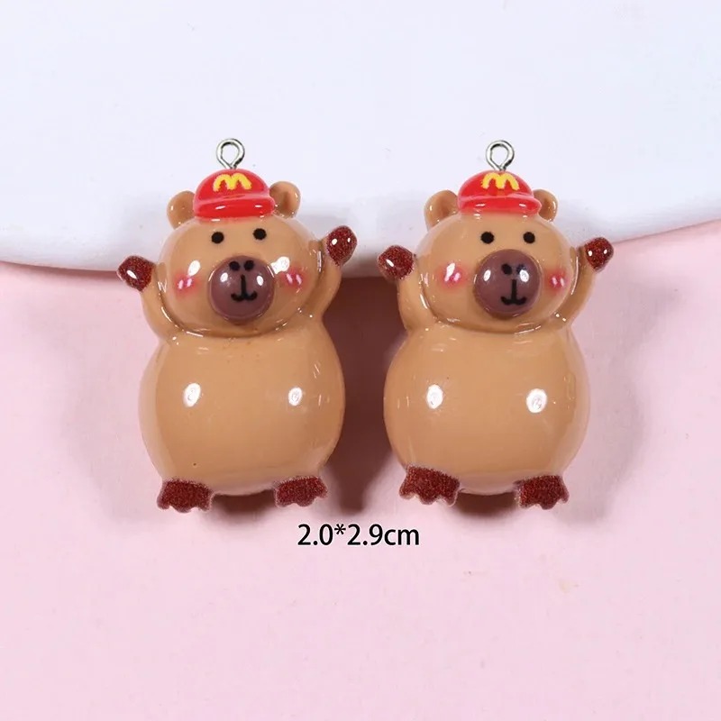 Resin Craft Supplies - ชาร์มเรซิ่นคาปิบาร่าแบบแบนเงา 10 ชิ้น จี้รูปสัตว์การ์ตูนน่ารัก สำหรับงาน DIY