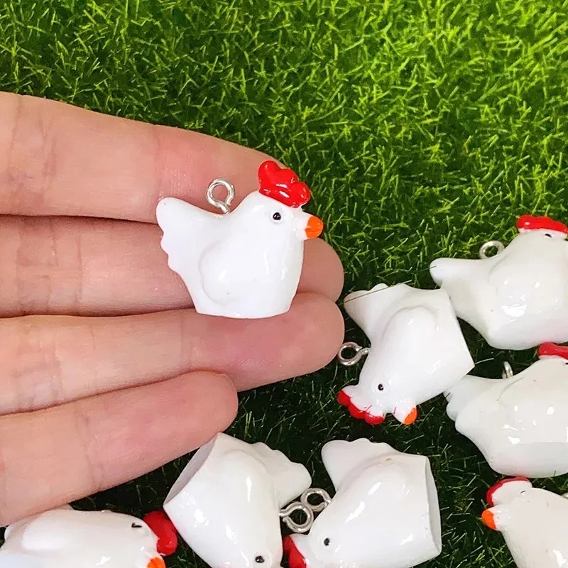 Resin Crafts Diy - ชาร์มเรซิ่นรูปไก่ 3 มิติ น่ารัก ขนาดเล็ก 10