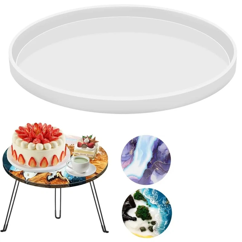 Coaster Mold Round - แม่พิมพ์เรซิ่นสำหรับโต๊ะอีพ็อกซี่ทรงกลม, แม่พิมพ์เรซิ่นสำหรับเขียงชาร์คูเตอรีขนาดใหญ่, แม่พิมพ์ถาดเรซิ่นสำหรับตกแต่งบ้าน DIY แบบใช้ซ้ำได้สำหรับงานเรซิ่นริเวอร์