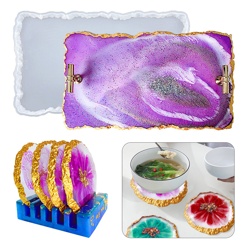 Serving Tray Mold - DM413 Drusy Coaster แม่พิมพ์เรซิน Geode อีพ็อกซี่ถ้วย