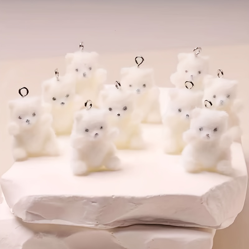 Resin Crafts Diy - ชาร์มเรซิ่นรูปหมีขั้วโลก 6 ชิ้น ธีมคริสต์มาส น้ำแข็ง หิมะ