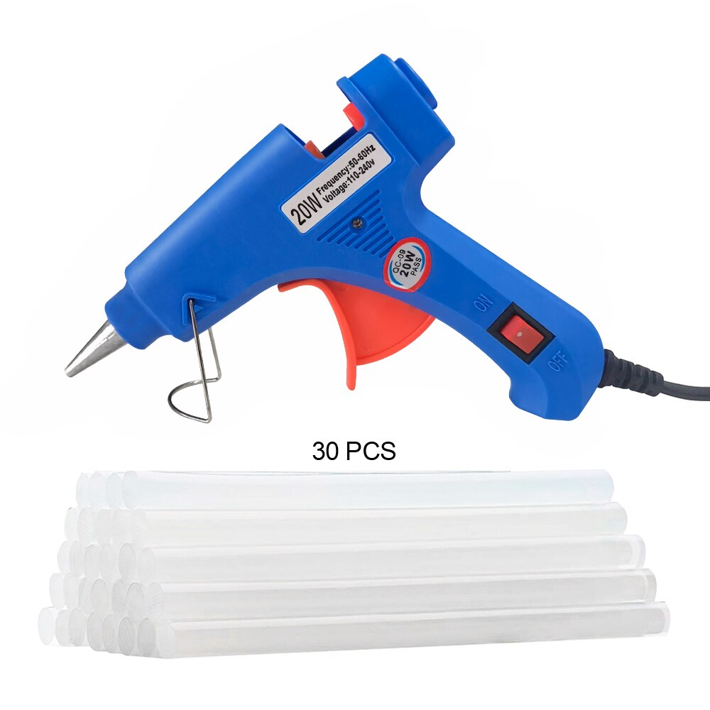 Heat Gun Small - ปืนยิงกาวร้อน20W เครื่องมืออุณหภูมิความร้อนไฟฟ้าพร้อมแท่งกาวขนาด7มม. สำหรับใช้ในครัวเรือนอุตสาหกรรม