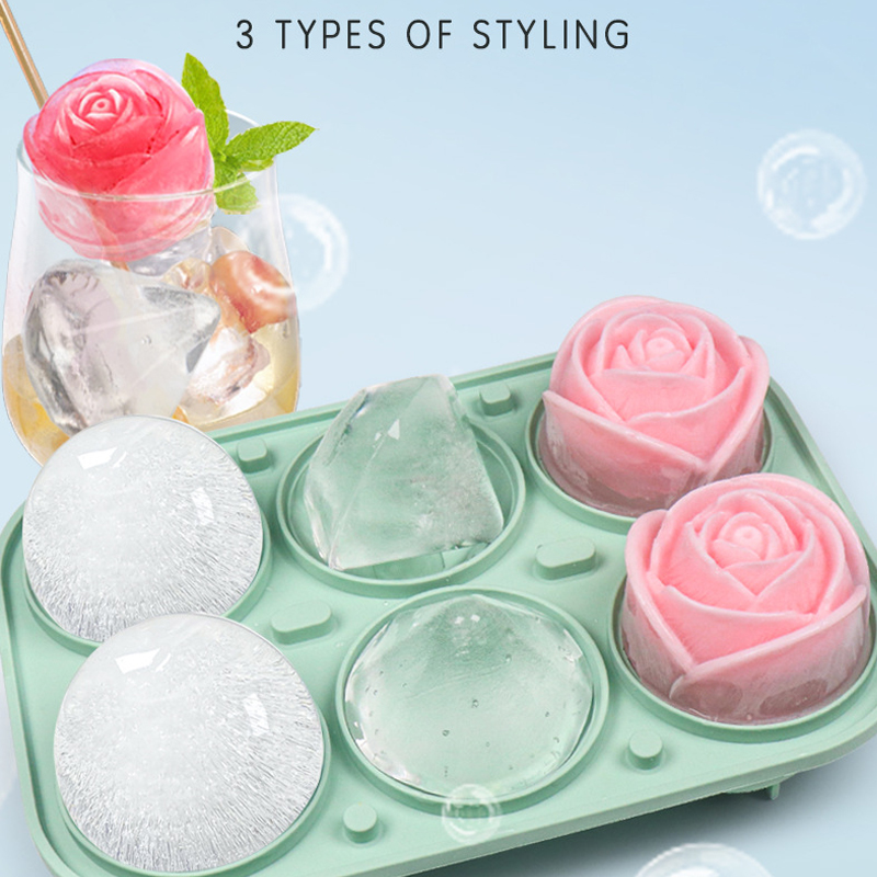 Coaster Mold Round - 3D Rose เพชรรอบ Ice Cube แม่พิมพ์