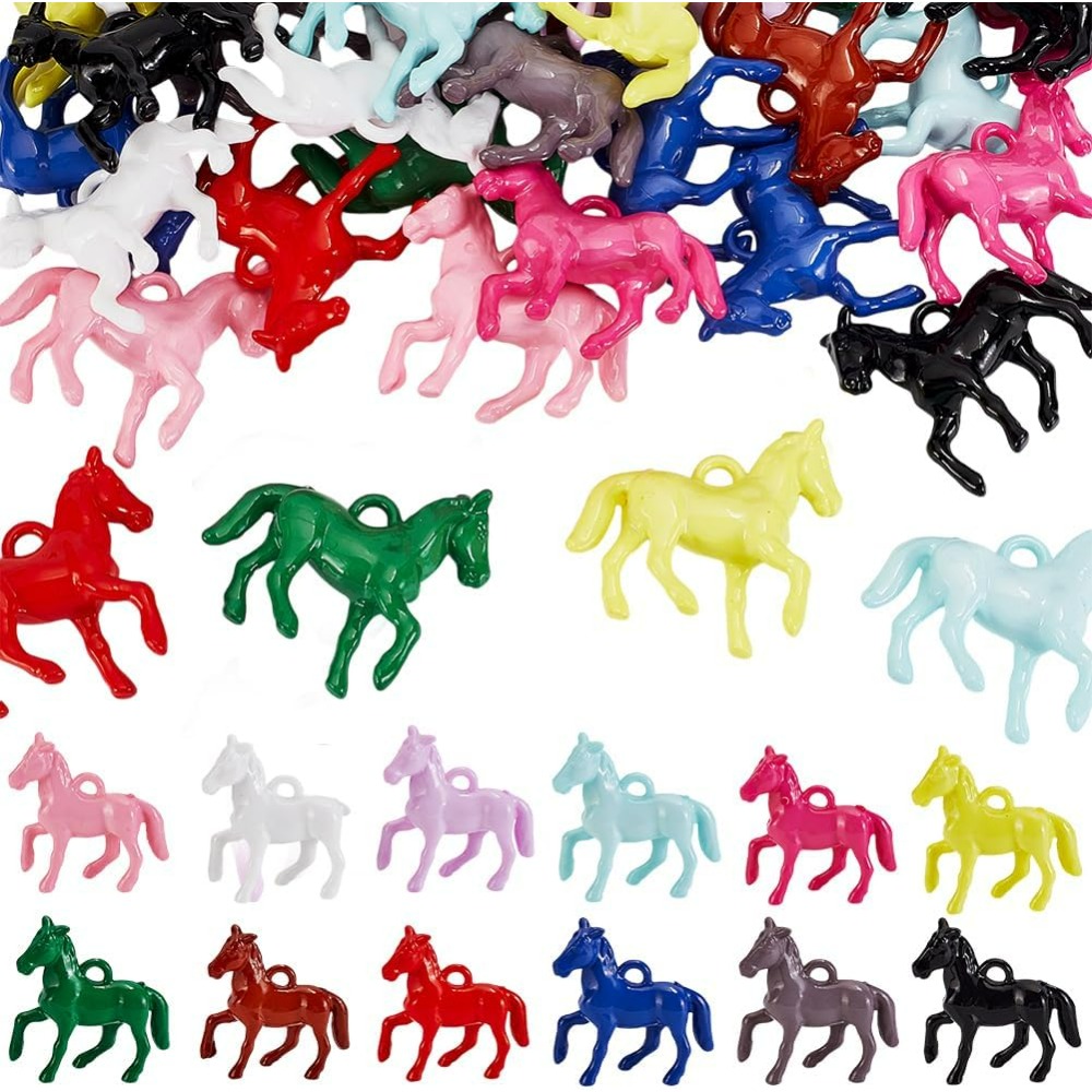 Resin Craft Kit - 48pcs จี้อะคริลิคทึบแสง 12 สี Little Horse