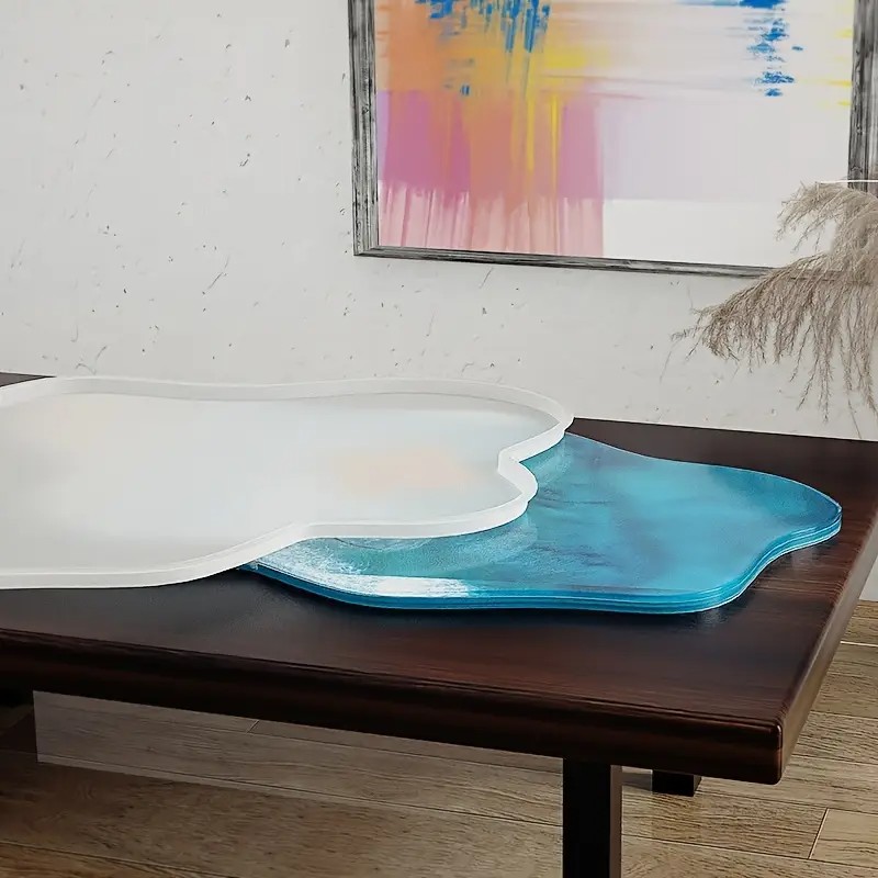 Resin Ocean Wave Mold - แม่พิมพ์ซิลิโคนเรซิ่นอีพ็อกซี่ขนาดใหญ่ 61 ซม. รูปทรงถาดไม่สม่ำเสมอ แม่พิมพ์ซิลิโคนโต๊ะลายคลื่น แม่พิมพ์ซิลิโคนโต๊ะลายแม่น้ำ