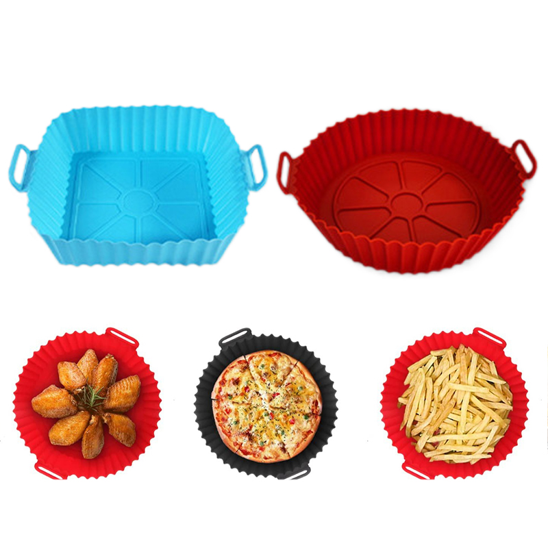 Silicone Mold Tray - แม่พิมพ์ซิลิโคนสำหรับทอดอาหาร ถาดซิลิโคนสำหรับหม้อทอดไร้น้ำมัน ถาดอบแบบใช้ซ้ำได้ ถาดอบพิซซ่าแบบไม่ติดกระทะ อุปกรณ์ครัวสำหรับเตาอบ TMZ