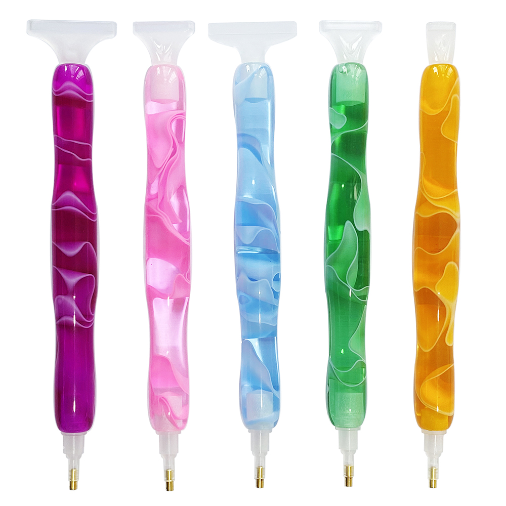 Resin Craft Kit - ปากกาเพชรเรซิ่นสีสันสดใส พร้อมหัวเปลี่ยน 5 ชิ้น ชุดปากกาเพชรสำหรับงานศิลปะ อุปกรณ์เสริมสำหรับงาน