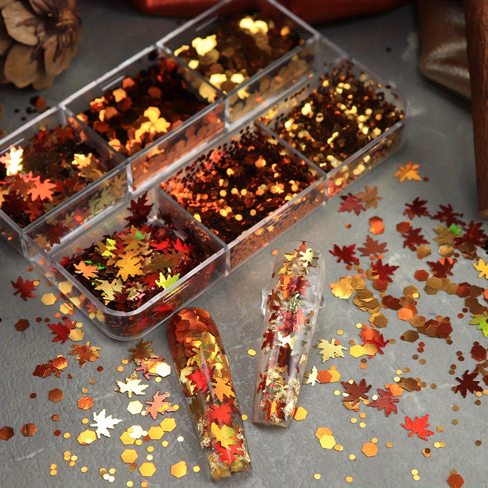 กลิตเตอร์ตกแต่งเล็บลายใบไม้ 6  - Gold Foil Flakes บทวิจารณ์และราคา